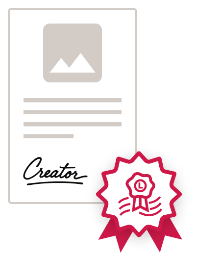 A creator’s work certified with a Liccium seal